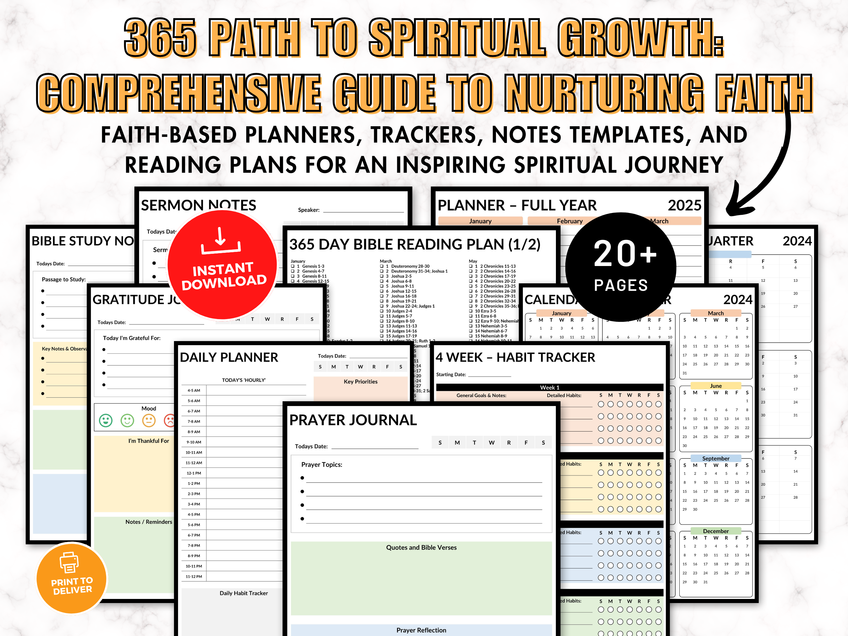 Faith Journey Printable Planner Suite 2024-2025 (eBook Download)